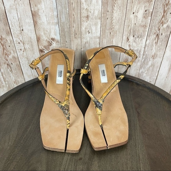 Miista London Open-Toe Leather Snakeskin Sandal Size 37 Women
